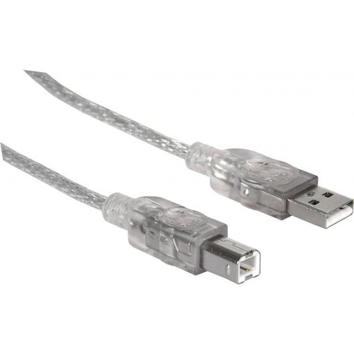 Manhattan USB kabel USB 2.0 USB-A zástrčka, USB-B zástrčka 1.80 m stříbrná 333405
