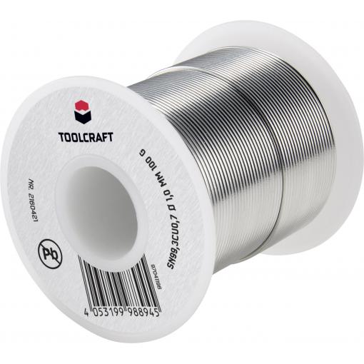 TOOLCRAFT bezolovnatý pájecí cín cívka Sn99,3Cu0,7 ROL1 100 g 1 mm