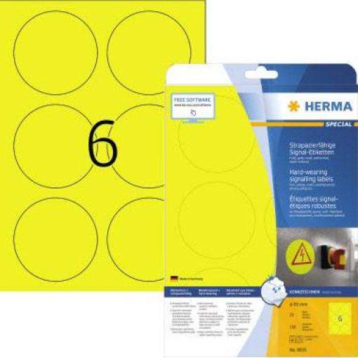 Herma 8035 Fóliové etikety 85 x 85 mm poylesterová fólie žlutá 150 ks extra silné laserová tiskárna, barevná laserová tiskárna, kopírka, barevná kopírka