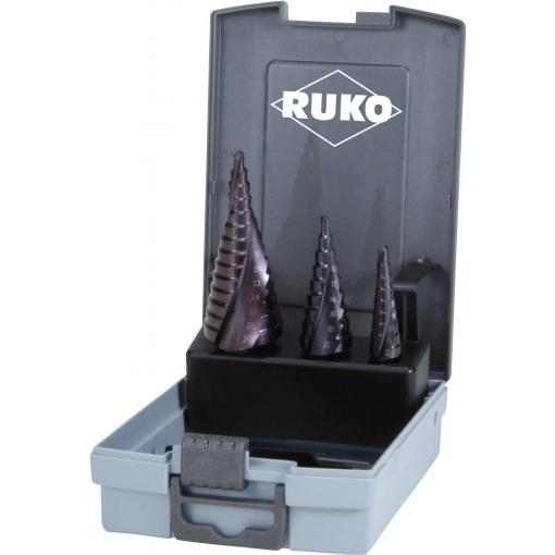 RUKO 101026FRO HSS sada stupňovitého vrtáku 3dílná kuželový záhlubník 3 břitý 1 sada