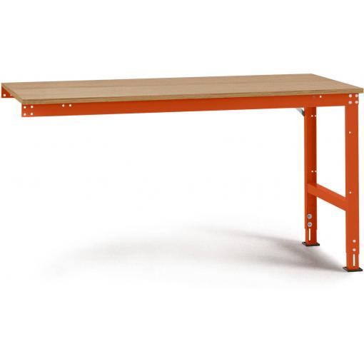 Manuflex AU6085.2001 Pracovní Přístavný stůl Univerzální standardní s multiplex deska, Šxhxv = 1750 x 800 x 760-870 mm, červenooranžová (RAL 2001) , deska /rám