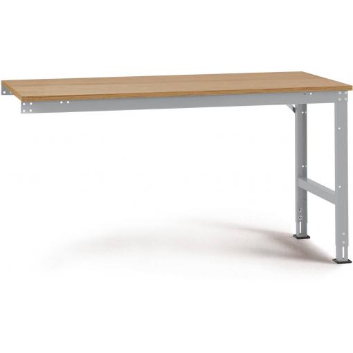 Manuflex AU6085.9006 Pracovní Přístavný stůl Univerzální standardní s multiplex deska, Šxhxv = 1750 x 800 x 760-870 mm, hliníkově stříbrná, deska /rám + 2 nohy