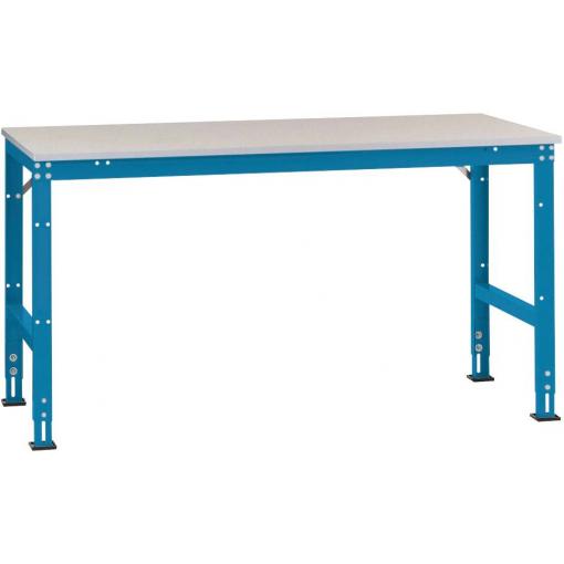 Manuflex AU6089.5007 Pracovní Přístavný stůl Univerzální standardní s PVC dekorační deska, Šxhxv = 1750 x 800 x 760-870 mm, brilantní modrá (RAL 5007) , deska