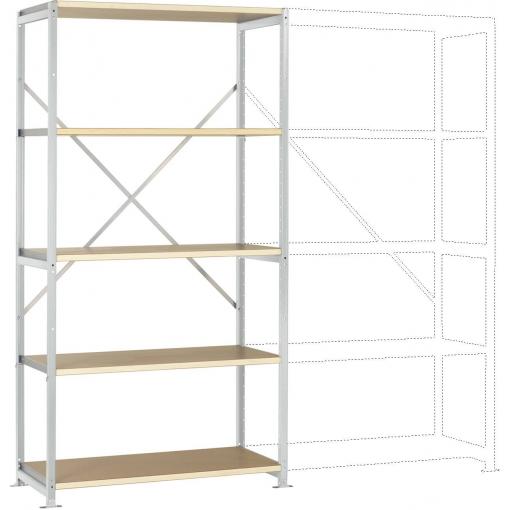 Manuflex RP1012.7035 základní modul regálu oddělení , (š x v x h) 1030 x 2000 x 500 mm, dřevěná podlaha