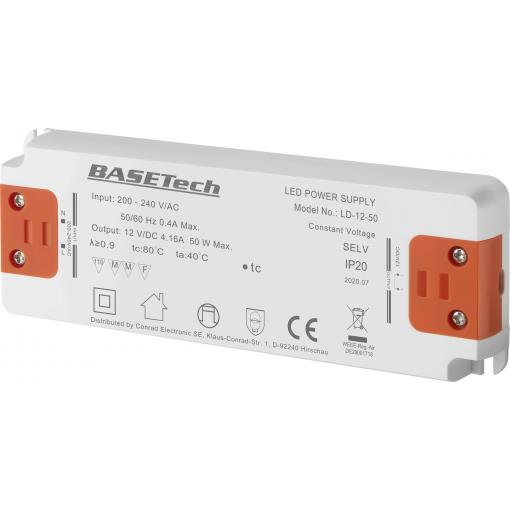 Basetech LD-12-50 napájecí zdroj pro LED konstantní napětí 50 W 4.16 A schválení nábytku , přepětí , montáž na nehořlavém povrchu 1 ks
