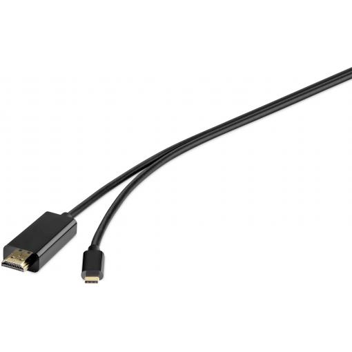 Renkforce USB-C® / HDMI kabelový adaptér USB-C ® zástrčka, Zástrčka HDMI-A 1.80 m černá RF-4535910 Kabel pro displeje USB-C®