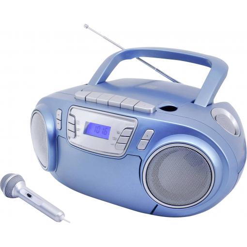 soundmaster SCD5800BL SCD5800BL rádio s CD, FM, USB, kazeta, rádiopřehrávač, včetně mikrofonu, modrá