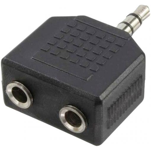 LogiLink CA1002 Adapter jack audio adaptér [1x jack zástrčka 3,5 mm - 2x jack zásuvka 3,5 mm, jack zásuvka 3,5 mm] černá