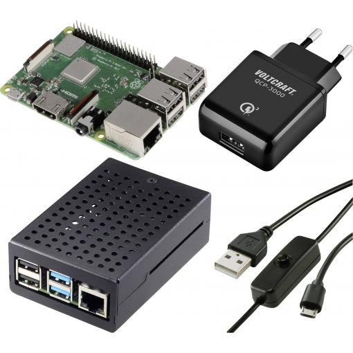 TRU COMPONENTS Pure Set Raspberry Pi® 3 B+ 1 GB 4 x 1.4 GHz vč. napájecího zdroje, vč. pouzdra