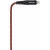 TOOLCRAFT USB kabel USB 2.0 USB-A zástrčka, Apple Lightning konektor 1.00 m černočervená extrémně odolné pletené stínění TO-6899490
