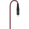 TOOLCRAFT USB kabel USB 2.0 USB-A zástrčka, Apple Lightning konektor 1.00 m černočervená extrémně odolné pletené stínění TO-6899490