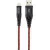 TOOLCRAFT USB kabel USB 2.0 USB-A zástrčka, Apple Lightning konektor 1.00 m černočervená extrémně odolné pletené stínění TO-6899490