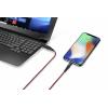TOOLCRAFT USB kabel USB 2.0 USB-A zástrčka, Apple Lightning konektor 1.00 m černočervená extrémně odolné pletené stínění TO-6899490