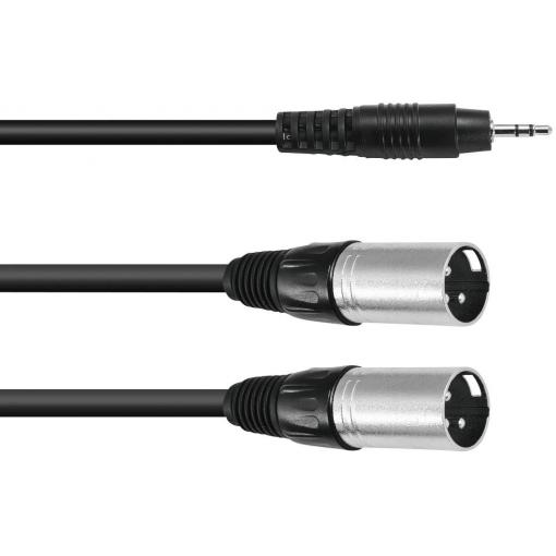 Omnitronic 30225158 XLR kabelový adaptér [1x jack zástrčka 3,5 mm - 2x XLR zástrčka 3pólová] 1.50 m černá