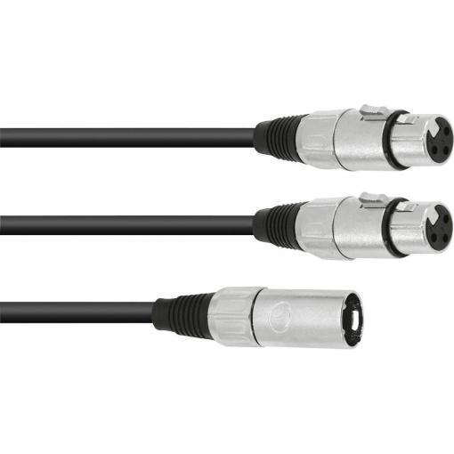 Omnitronic 30225207 XLR kabelový adaptér [1x XLR zástrčka 3pólová - 2x XLR zásuvka 3pólová] 0.50 m černá