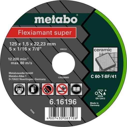 Metabo 616196000 řezný kotouč rovný 125 mm 25 ks obklady, Slínková cihla, keramika