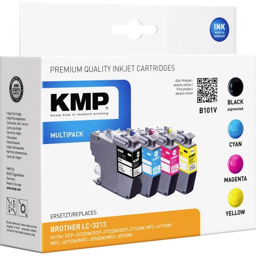 KMP Ink náhradní Brother LC-3213BK, LC-3213C, LC-3213M, LC-3213Y kompatibilní kombinované balení barva B101V 1539,4005