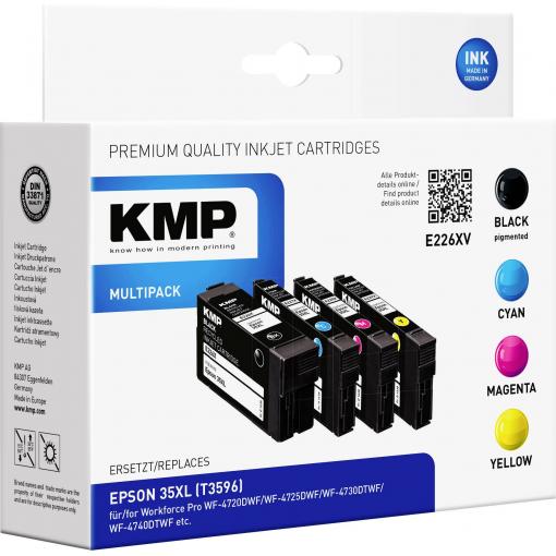 KMP Ink náhradní Epson 35XL, T3596, T3591, T3592, T3593, T3594 kompatibilní kombinované balení černá, azurová, purppurová, žlutá E226XV 1638,4005