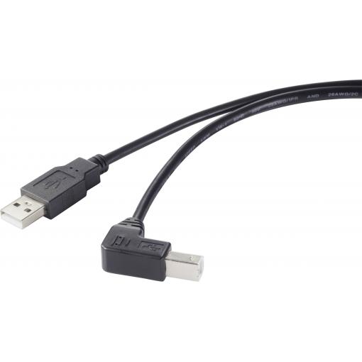 Renkforce USB kabel USB 2.0 USB-A zástrčka, USB-B zástrčka 0.50 m černá 90° zatočeno dolů RF-4613068