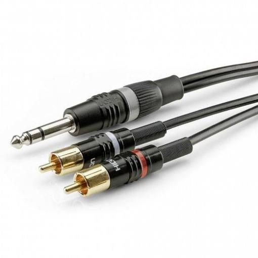 Sommer Cable HBP-6SC2-0300 jack / cinch audio kabel [2x cinch zástrčka - 1x jack zástrčka 6,3 mm (stereo)] 3.00 m černá