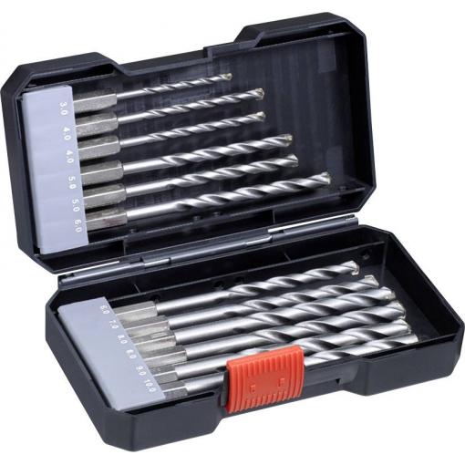 kwb 108840 nástrojová ocel sada spirálového vrtáku na kámen 12dílná 4 mm, 5 mm, 6 mm, 8 mm, 10 mm, 3 mm, 9 mm válcová stopka 1 sada