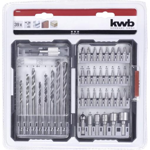kwb 108955 39dílná sada bitů a vrtáků kov, kámen, beton, dřevo, zdivo