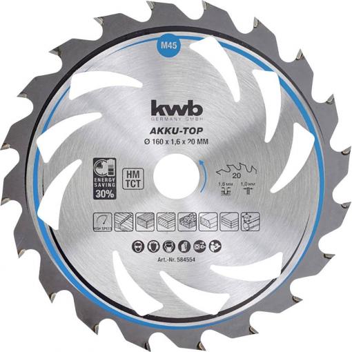 kwb 584554 tvrdokovový pilový kotouč 160 x 20 x 1.0 mm Počet zubů (na palec): 20 1 ks
