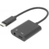 Digitus audio kabelový adaptér [1x USB-C® zástrčka - 2x USB-C® zásuvka, jack zásuvka 3,5 mm] AK-300400-002-S stíněný, dvoužilový stíněný