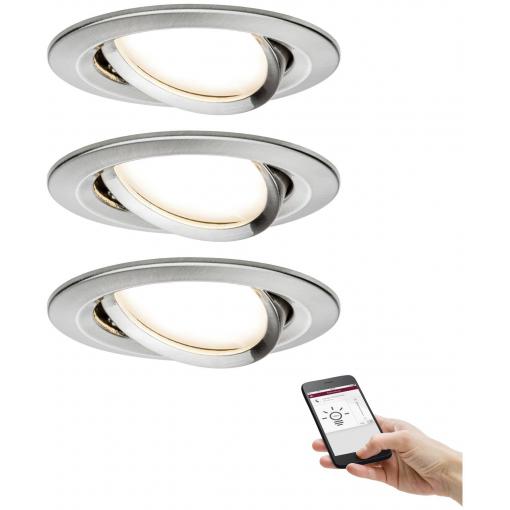 Paulmann 92959 LED vestavné svítidlo, LED, 18 W, železo (kartáčované), sada 3 ks