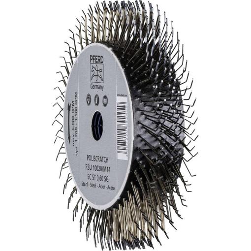 PFERD TOOLS Kulatý kartáč POLISCRATCH RBU Ø 100 x 20mm M14, ocelový drát Ø 0,60 pro úhlové brusky POS RBU 10020/M14 SC ST 0,60 43502102 5 ks