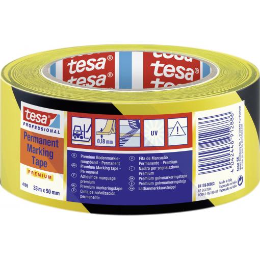 tesa PREMIUM 04169-00063-93 podlahová značkovací páska tesa® Professional černožlutá (d x š) 33 m x 50 mm 1 ks