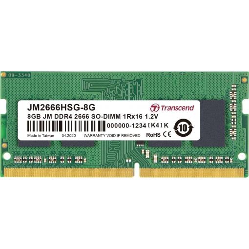 Transcend JetRAM RAM modul pro notebooky DDR4 8 GB 1 x 8 GB Bez ECC 2666 MHz 260pin SO-DIMM CL19 JM2666HSG-8G