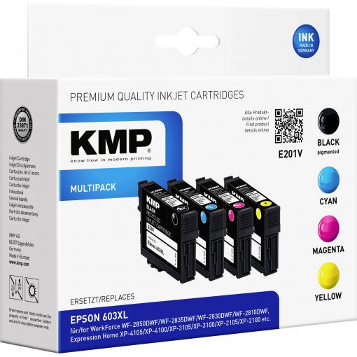 KMP Ink náhradní Epson 603XL, T03A6, T03A1, T03A2, T03A3, T03A4 kompatibilní kombinované balení černá, azurová, purppurová, žlutá E201V 1650,4005