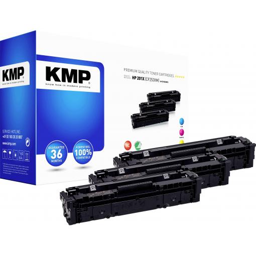 KMP Toner náhradní HP HP 201X (CF401X, CF403X, CF402X) kompatibilní kombinované balení azurová, purppurová, žlutá 2300 Seiten H-T215VX 2536,3030