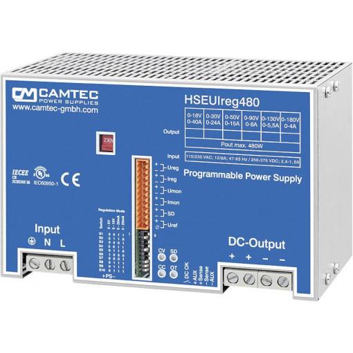Camtec HSEUIreg04801.18T laboratorní zdroj s nastavitelným napětím, 0 - 18 V/DC, 0 - 40 A, 480 W, výstup 1 x, 304.1083.001CA