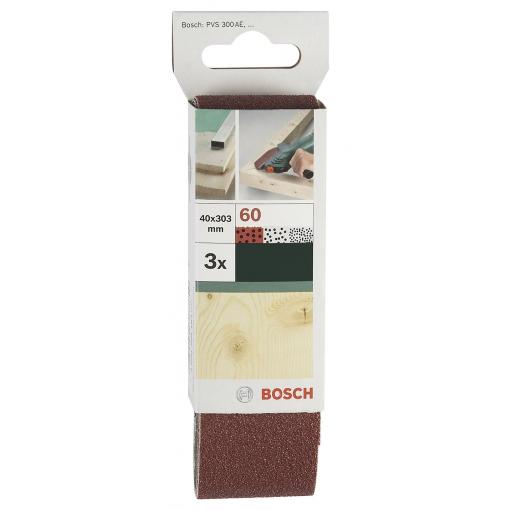 Bosch Accessories 2609256186 sada brusného pásu Zrnitost 60, 80, 120 (d x š) 303 mm x 40 mm 1 sada