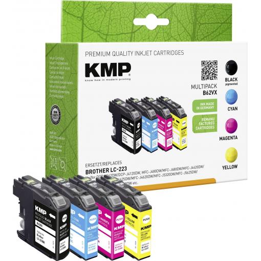 KMP Ink náhradní Brother LC-223BK, LC-223C, LC-223M, LC223Y kompatibilní kombinované balení černá, azurová, purppurová, žlutá B62VX 1529,4005