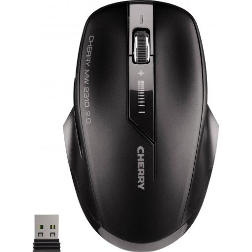CHERRY MW2310 2.0 optická myš, přenos bezdrátový, 6 tlačítko, 2400 dpi, černá