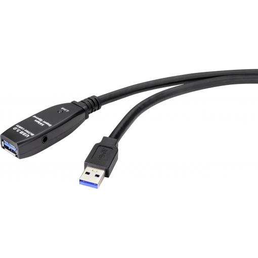 Renkforce USB kabel USB 3.2 Gen1 USB-A zástrčka, USB-A zásuvka 20.00 m černá Aktivní se zesílením signálu RF-4598350