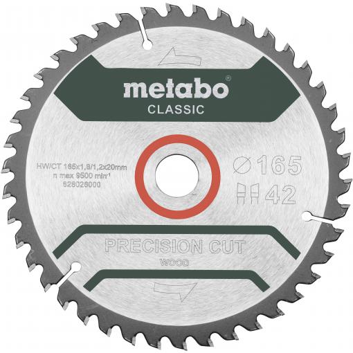 Metabo Precision cut Wood - Classic 165X20 Z42 WZ 5° 628026000 tvrdokovový pilový kotouč 165 x 20 x 1.2 mm Počet zubů (na palec): 42 1 ks