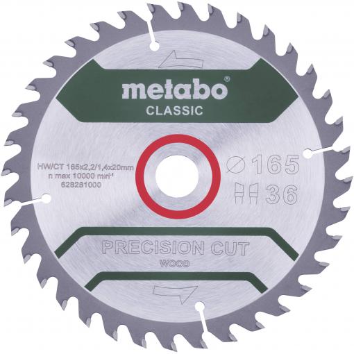 Metabo Precision cut Wood - Classic 165X20 Z42 WZ 5° 628027000 tvrdokovový pilový kotouč 165 x 20 x 1.2 mm Počet zubů (na palec): 42 1 ks