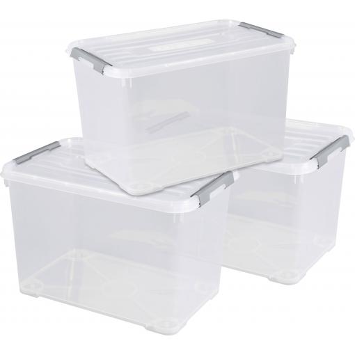 Curver 240682 plastový box HANDY uzavřený, stohovatelné (š x v x h) 400 x 390 x 600 mm transparentní 3 ks