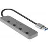 LINDY 43309 USB Hub 4 porty USB-A USB 3.0 5 GBit/s lze spínat jednotlivě šedá 4 Port USB 3.0 Hub mit Ein-/Ausschaltern