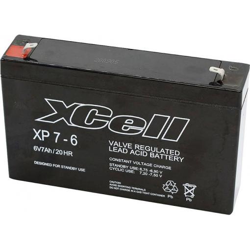 XCell XP 7 - 6 XCEXP76 olověný akumulátor 6 V olověný se skelným rounem (š x v x h) 151 x 100 x 34 mm plochý konektor 4,8 mm, plochý konektor 6,35 mm