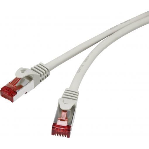 Renkforce RF-4724268 RJ45 síťové kabely, propojovací kabely CAT 6 S/FTP 10.00 m šedá s ochranou, pozlacené kontakty, samozhášecí 1 ks