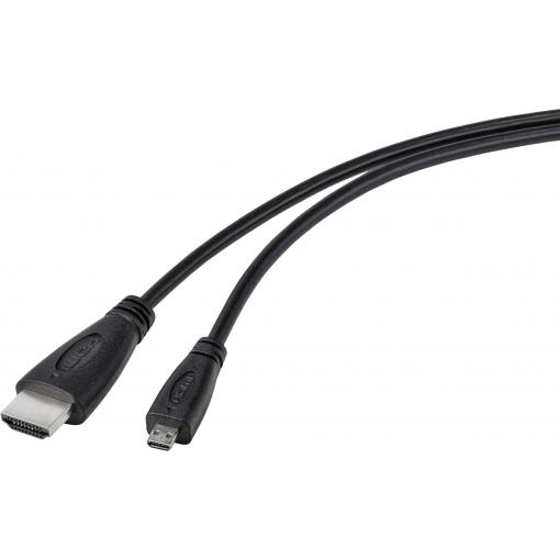 TRU COMPONENTS HDMI kabel Raspberry Pi® [1x HDMI zástrčka - 1x micro HDMI zástrčka D] 1.80 m černá