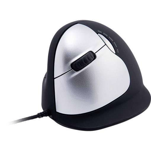 R-GO Tools HE (RGOHELELA) optická ergonomická myš, přenos USB, 5 tlačítko, 500 dpi, 1500 dpi, 2000 dpi, 3500 dpi, černá/stříbrná