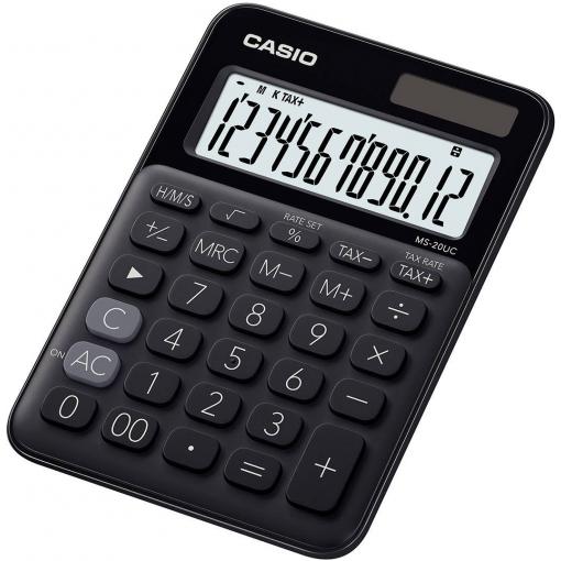 Casio MS-20UC-BK stolní kalkulačka, displej (počet míst) 12, solární napájení, na baterii, černá