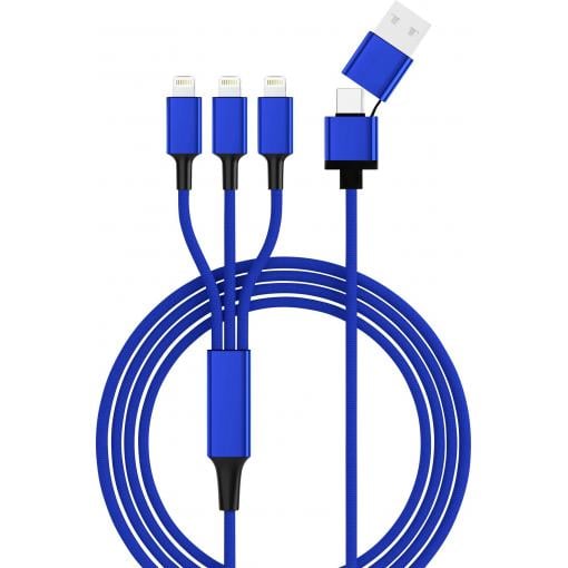 Smrter Nabíjecí kabel USB USB 2.0 USB-A zástrčka, USB-C ® zástrčka, Apple Lightning konektor 1.20 m modrá SMRTER_TRIO_L_NB