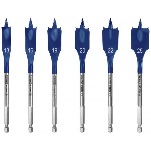Bosch Accessories 2608900333 sada frézovacích vrtáků do dřeva 6dílná 13 mm, 16 mm, 19 mm, 20 mm, 22 mm, 25 mm Celková délka 152 mm šestihran 6 ks